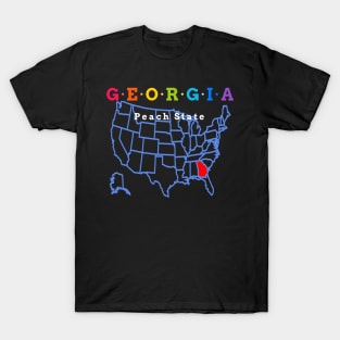 Georgia, USA. Sunshine State - With Map T-Shirt